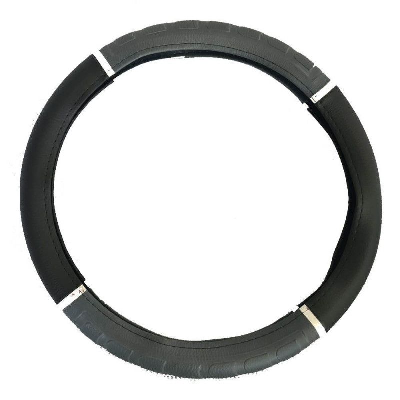 CAPA PARA VOLANTE 4 CROMO C/ RELEVO 38CM NOVAT COR PRETA C/ CINZA - UNIDADE