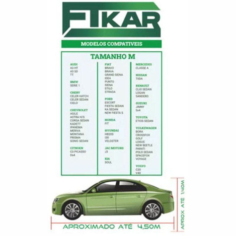 CAPA PARA COBRIR CARRO FORRO PARCIAL FTKAR TAMANHO M COR CINZA - UNIDADE