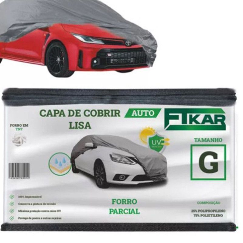 CAPA PARA COBRIR CARRO FORRO PARCIAL FTKAR TAMANHO G COR CINZA - UNIDADE