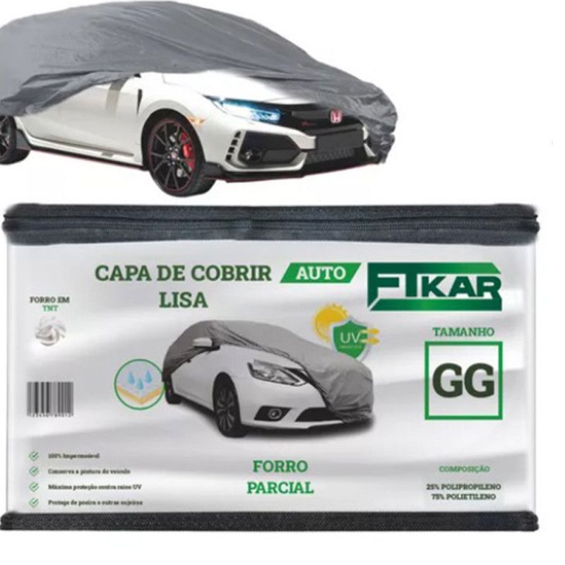 CAPA PARA COBRIR CARRO FORRO PARCIAL FTKAR TAMANHO GG COR CINZA - UNIDADE