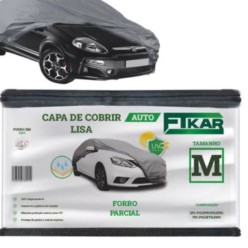 CAPA PARA COBRIR CARRO FORRO PARCIAL FTKAR TAMANHO M COR CINZA - UNIDADE