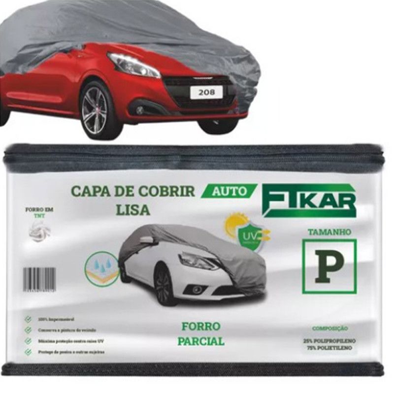 CAPA PARA COBRIR CARRO FORRO PARCIAL FTKAR TAMANHO P COR CINZA - UNIDADE