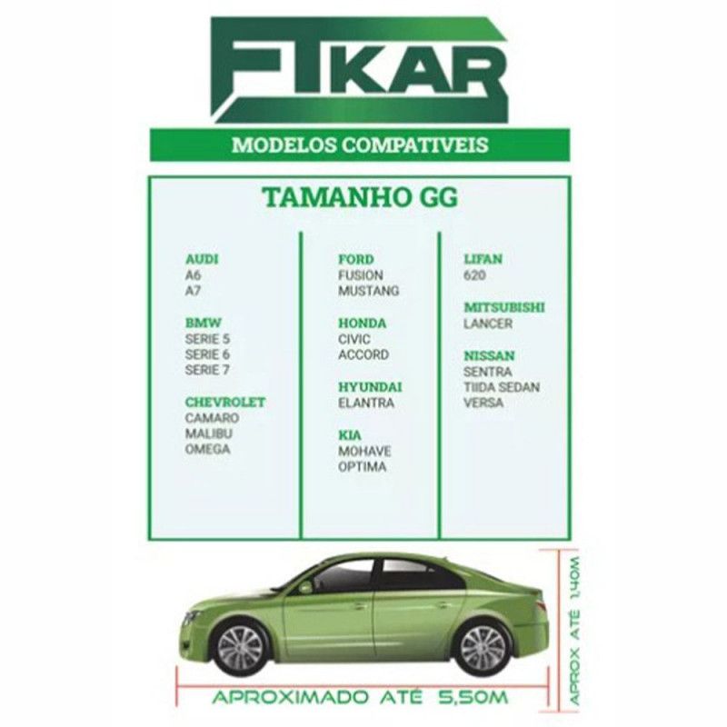 CAPA PARA COBRIR CARRO FORRO PARCIAL FTKAR TAMANHO GG COR CINZA - UNIDADE