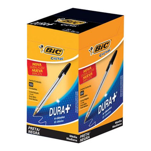 CANETA BIC CRISTAL PRETA - CX COM 50 UN