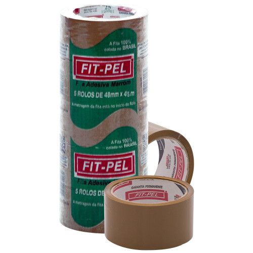 FITA ADESIVA FIT-PEL 48MMX45M LARGA MARRON - PC COM 5 UN