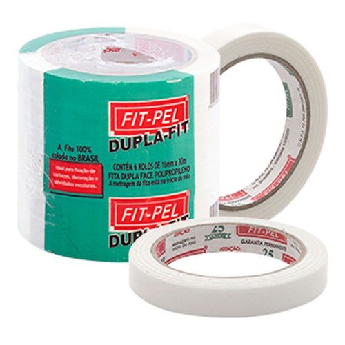FITA DUPLA FACE FIT-PEL 12MMX20MT BRANCA - PC COM 6 UN