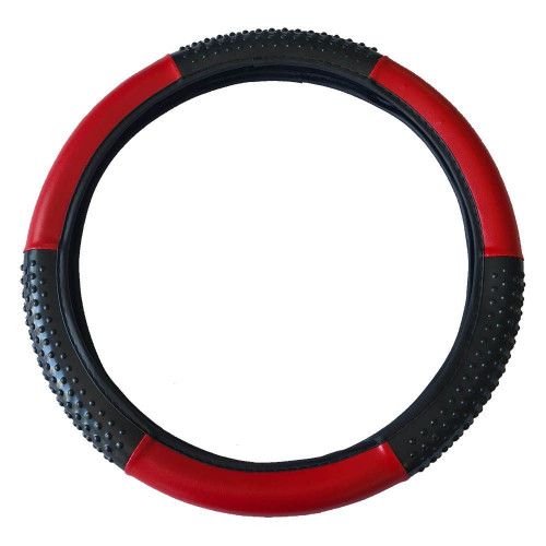 CAPA PARA VOLANTE C/ MASSAGEADOR 38CM NOVAT COR PRETA C/ VERMELHO - UNIDADE