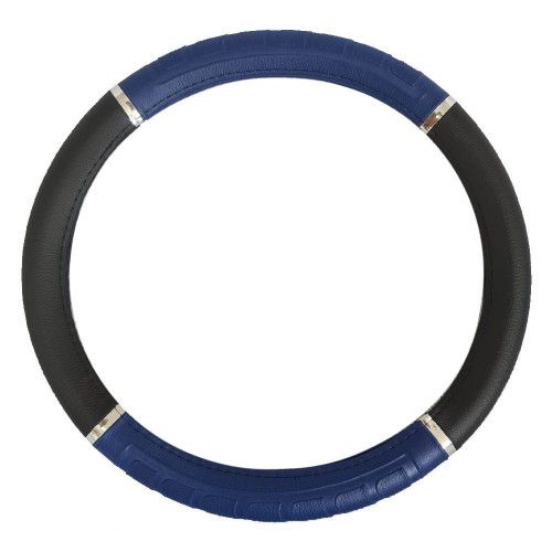 CAPA PARA VOLANTE 4 CROMO C/ RELEVO 38CM NOVAT COR PRETA C/ AZUL - UNIDADE