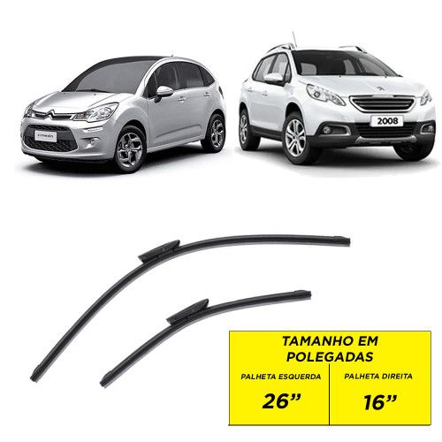 PALHETA ESPECÍFICA DE SILICONE PEUGEOT 2008 20/22 / C3 14/22 AUTOVEX 26/16" - UNIDADE