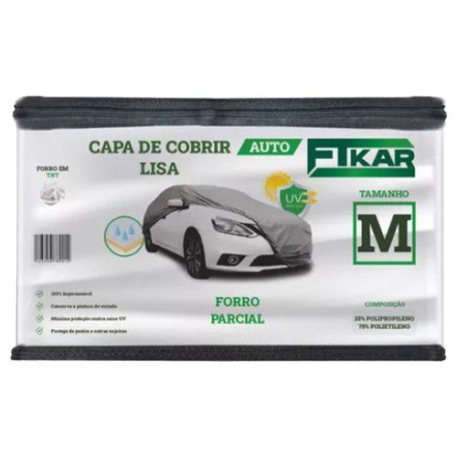 CAPA PARA COBRIR CARRO FORRO PARCIAL FTKAR TAMANHO M COR CINZA - UNIDADE