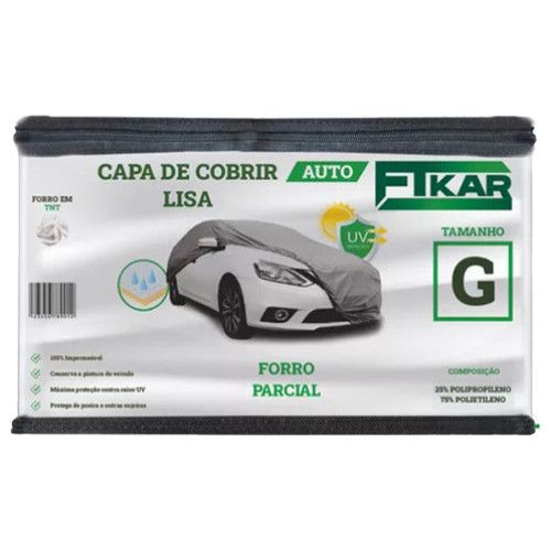 CAPA PARA COBRIR CARRO FORRO PARCIAL FTKAR TAMANHO G COR CINZA - UNIDADE